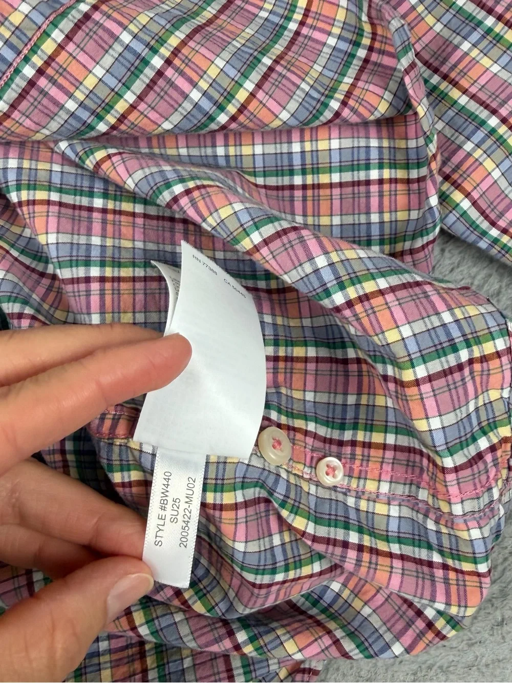 J Crew Shirt Mens Large Classic Multicolor Plaid Button Down Long Sleeve Cotton